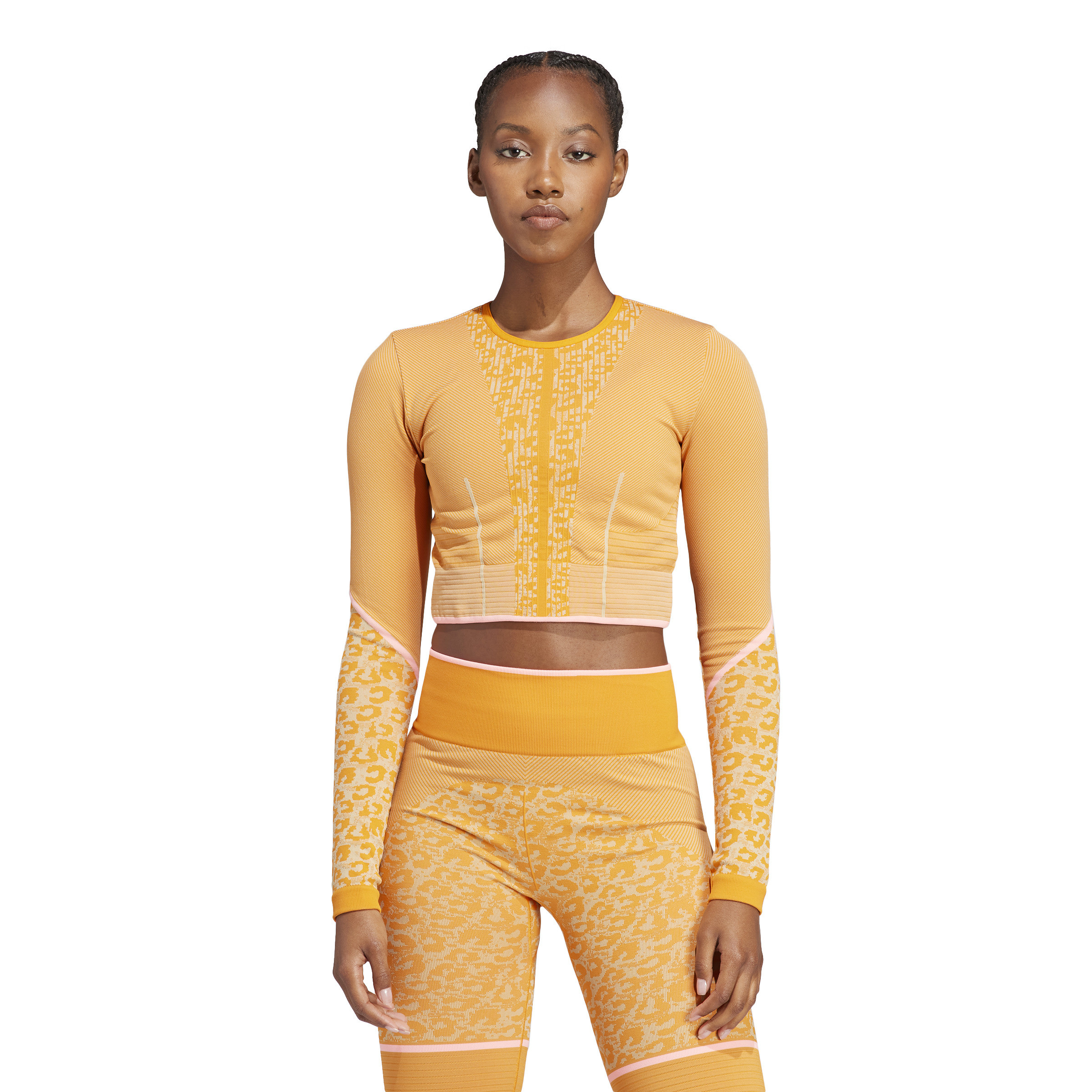 Adidas by Stella McCartney - TrueStrength Seamless Long Sleeve Yoga Top, Orange, large image number 2