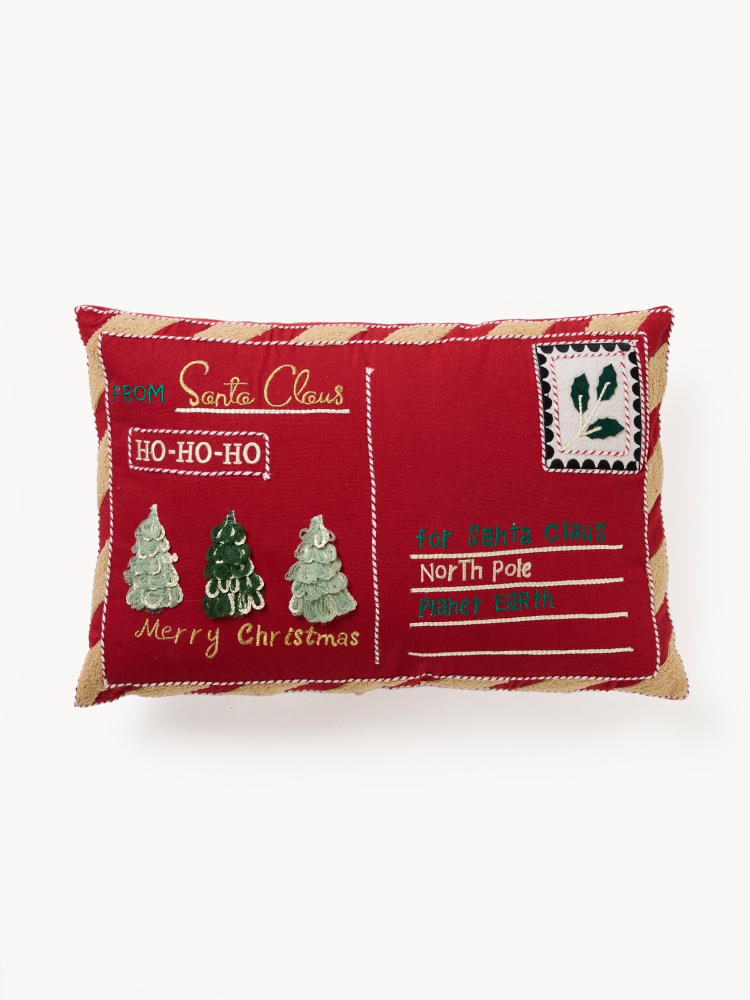Cushion with Christmas letter design 35x50cm, Red, large image number 0