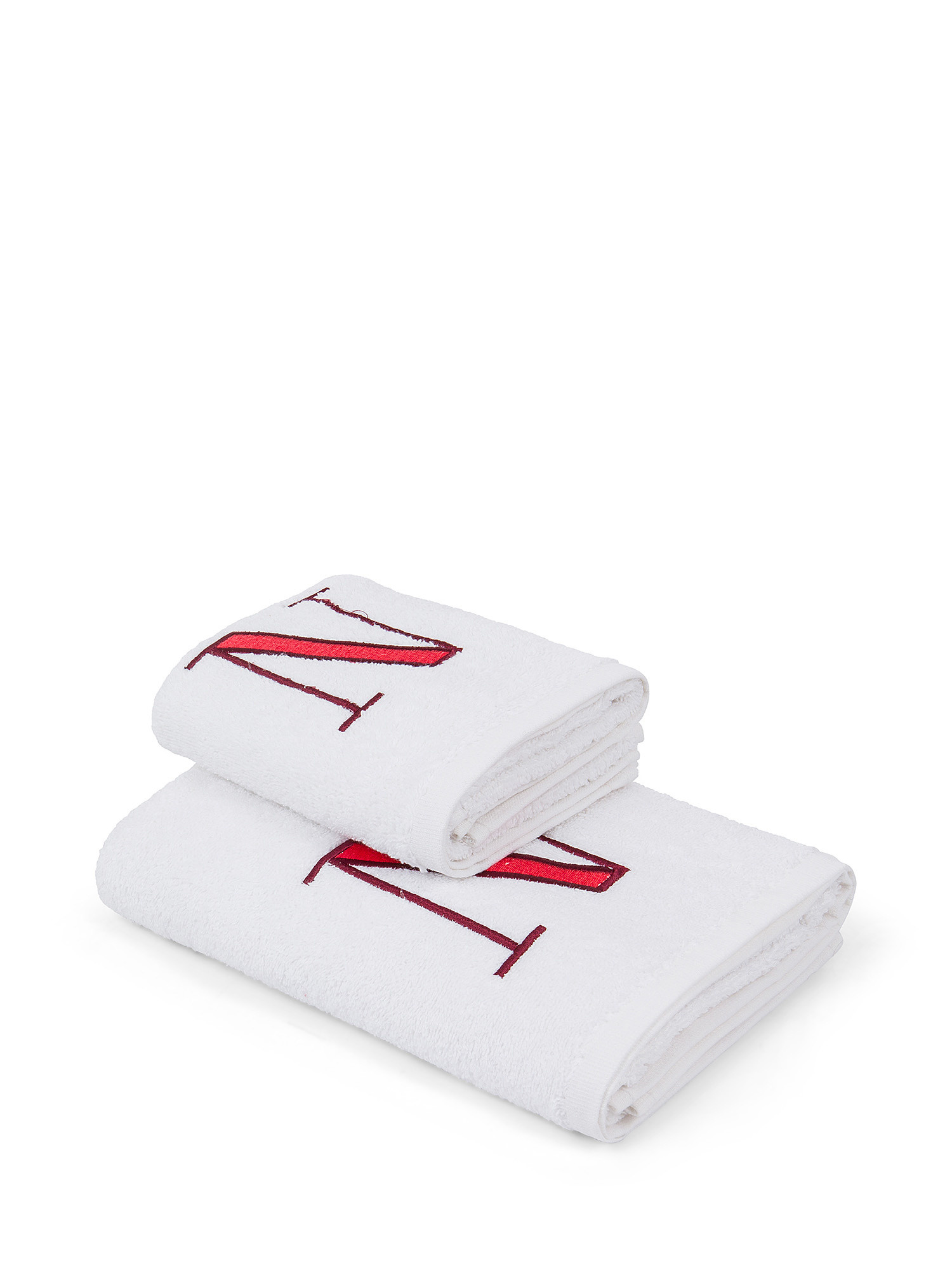 Set asciugamano in spugna ospite e viso con monogramma lettera, Blu, large image number 0