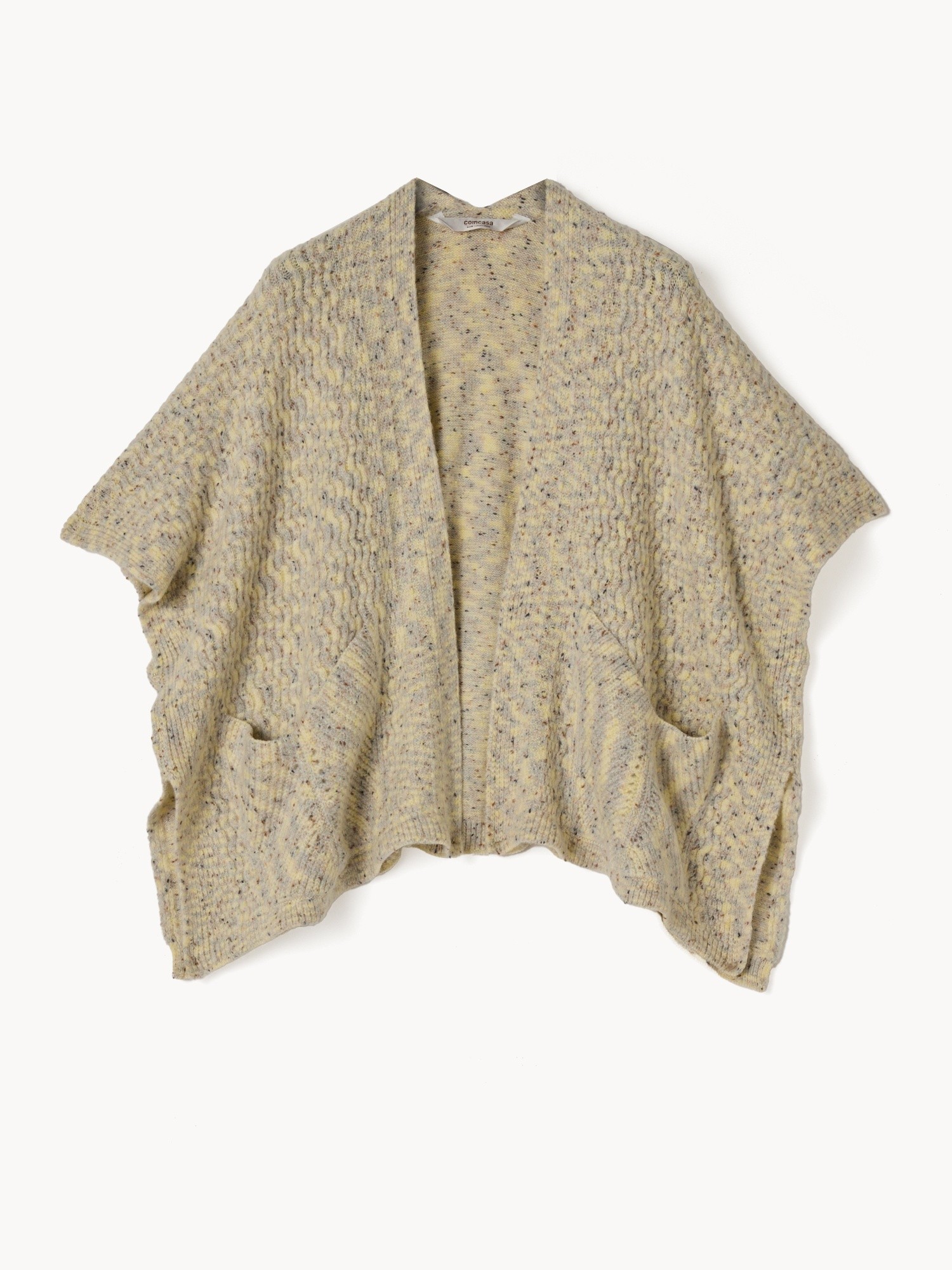 Melange knit poncho, Crema, large image number 0