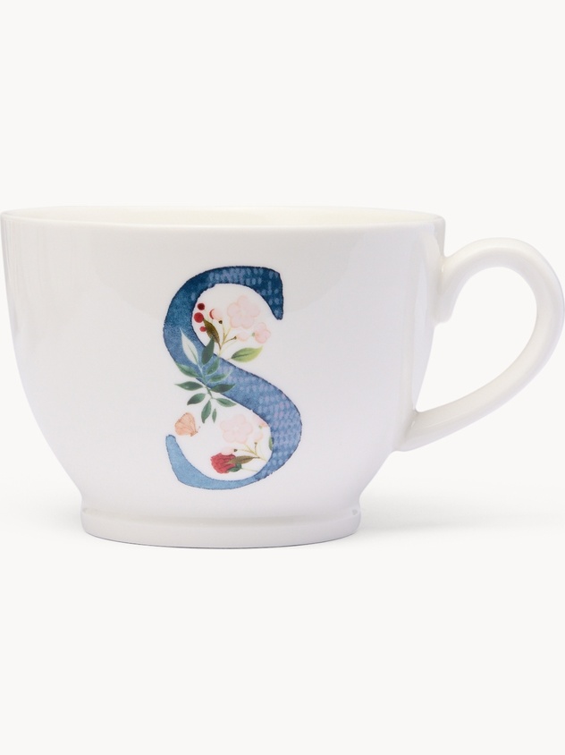 Tazza da colazione in new bone china lettera S