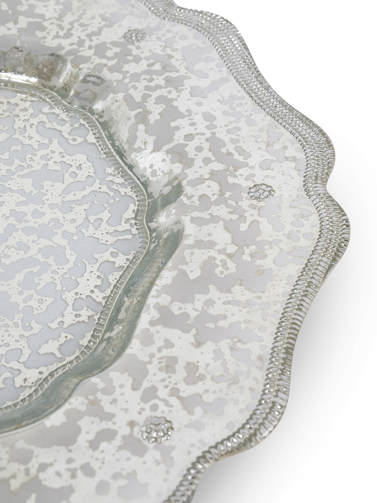 Piatto da portata vetro decorato, Grigio argento, large image number 1