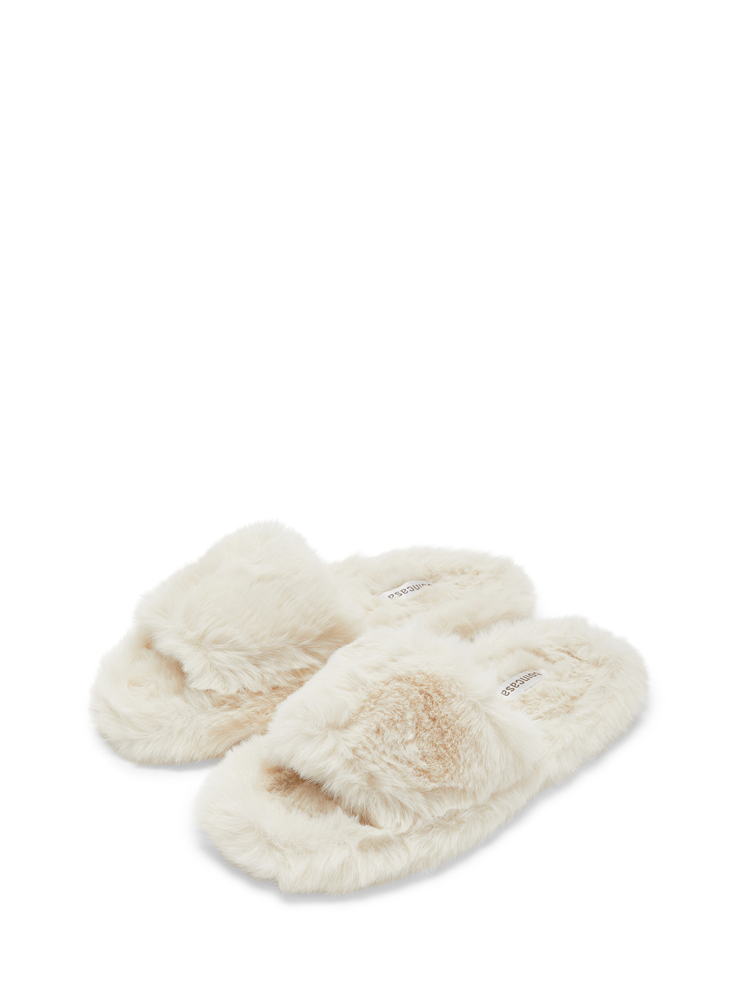 Fluffy slippers, White, large image number 1