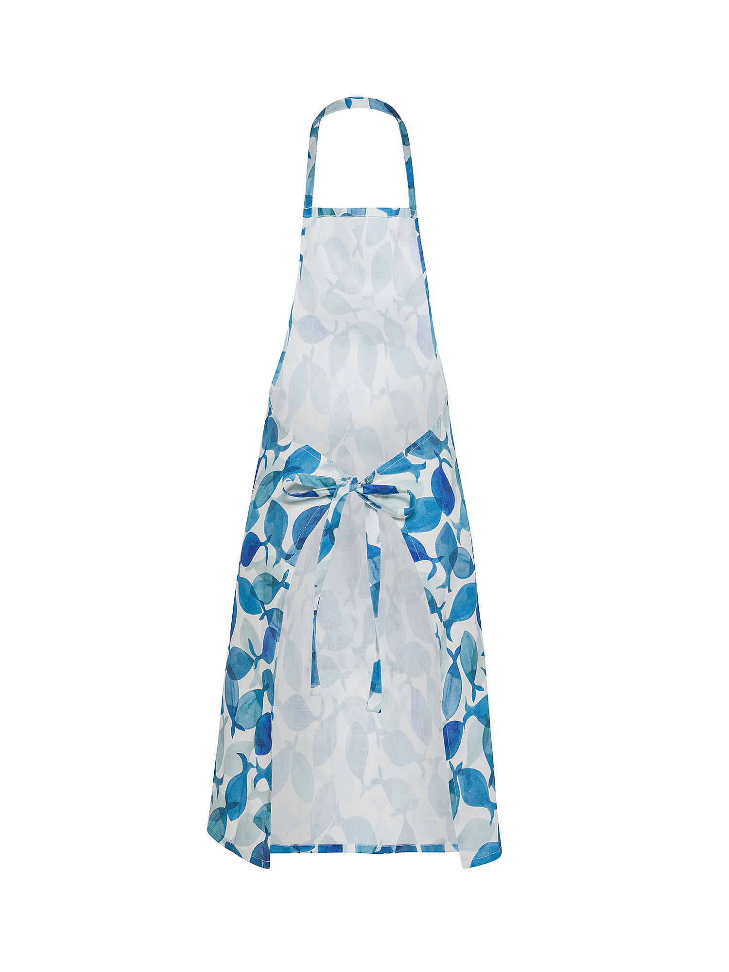 100% cotton kitchen apron with fish print, Blue, large image number 1