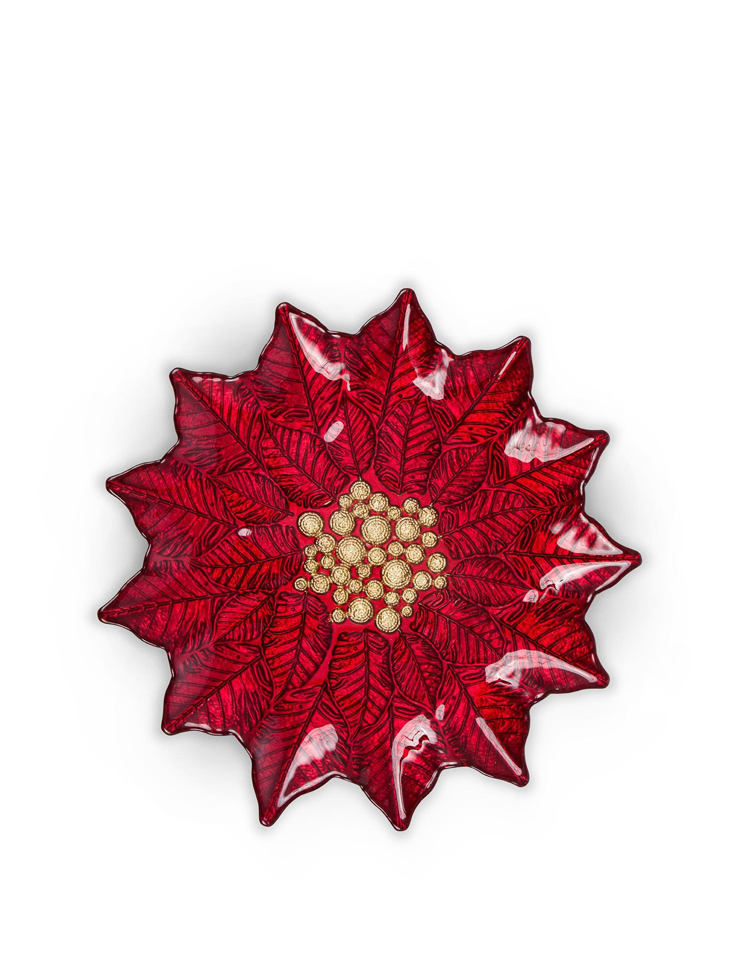 Piatto da portata in vetro stella di natale, Rosso, large image number 0