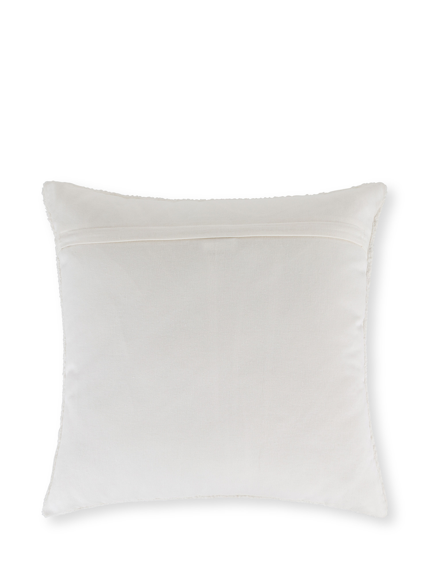 Cuscino in ecopelliccia con ricamo a rilievo sciatori 45x45 cm, Bianco, large image number 1