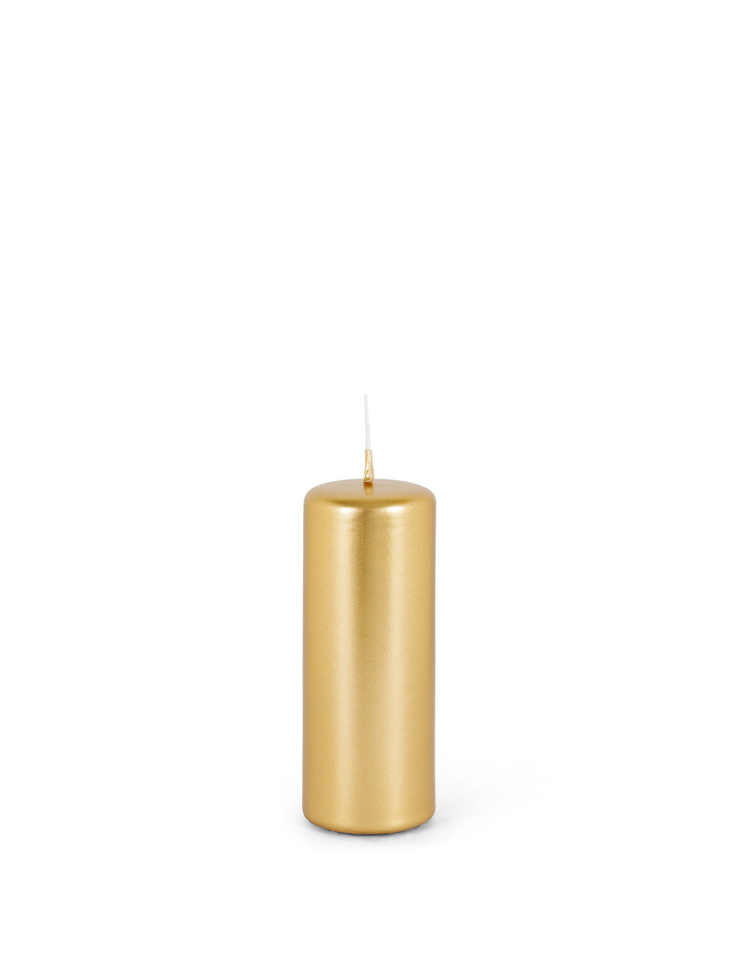 Cylindrical candle in lacquered wax made in Italy, Gold, large image number 0