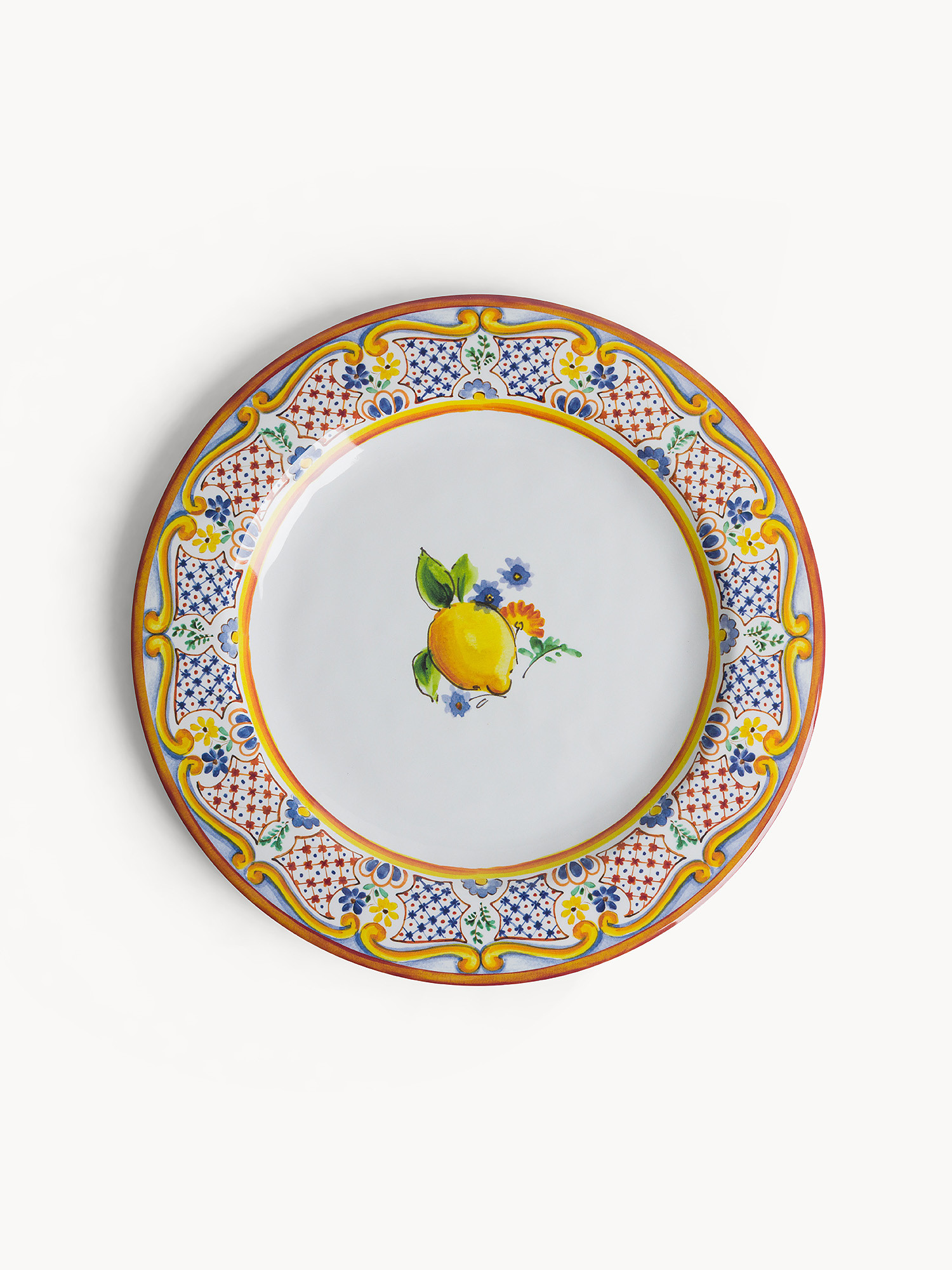 Lemon-decorated melamine flat plate, Multicolor, large image number 0