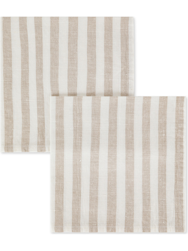 Set of 2 striped linen and cotton napkins