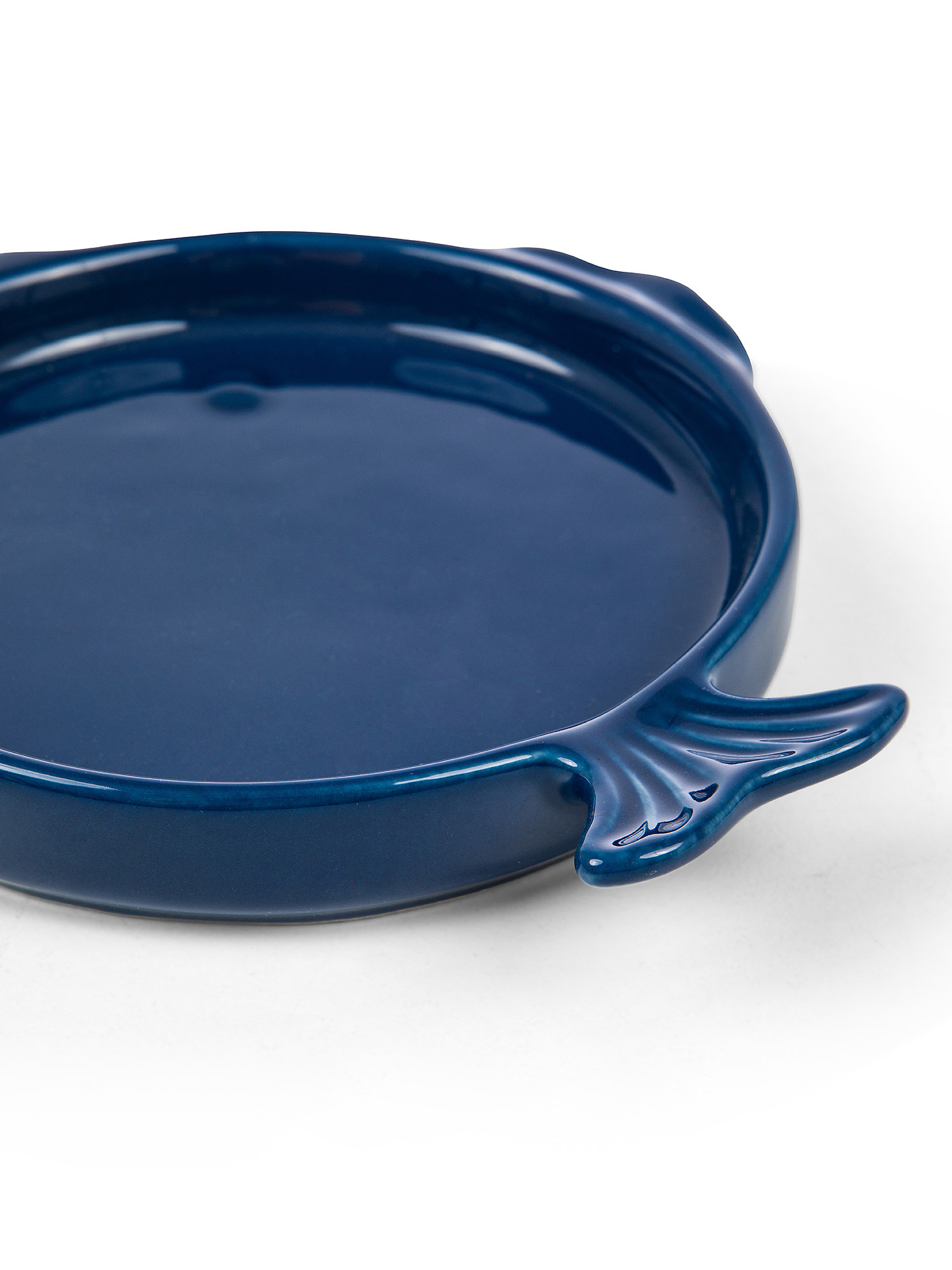 Piattino stoneware a pesce, Blu, large image number 1