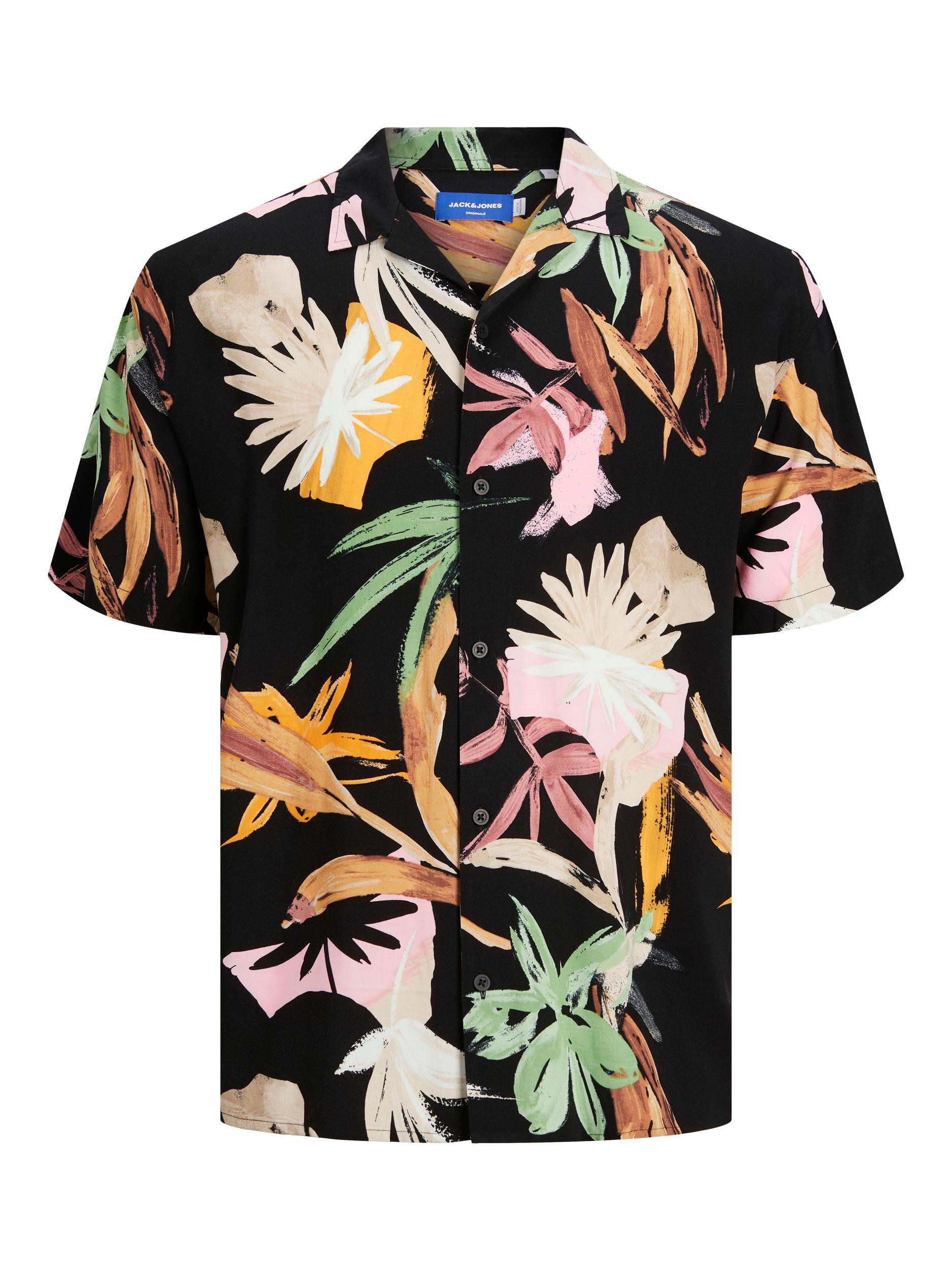 Jack & Jones - Relaxed fit shirt with floral print, Black, large image number 0
