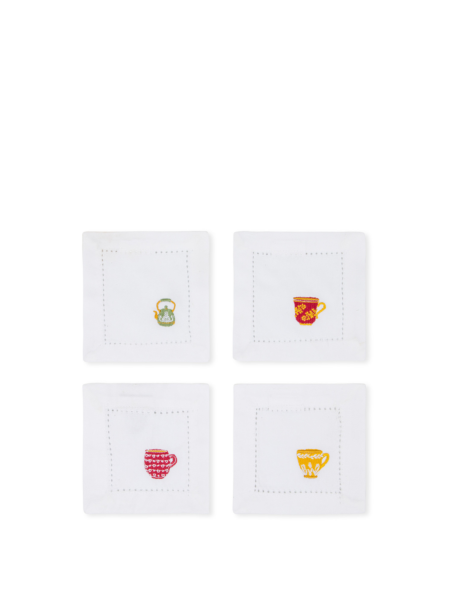 Set of 4 cotton cocktail napkins with embroidery, Multicolor, large image number 0