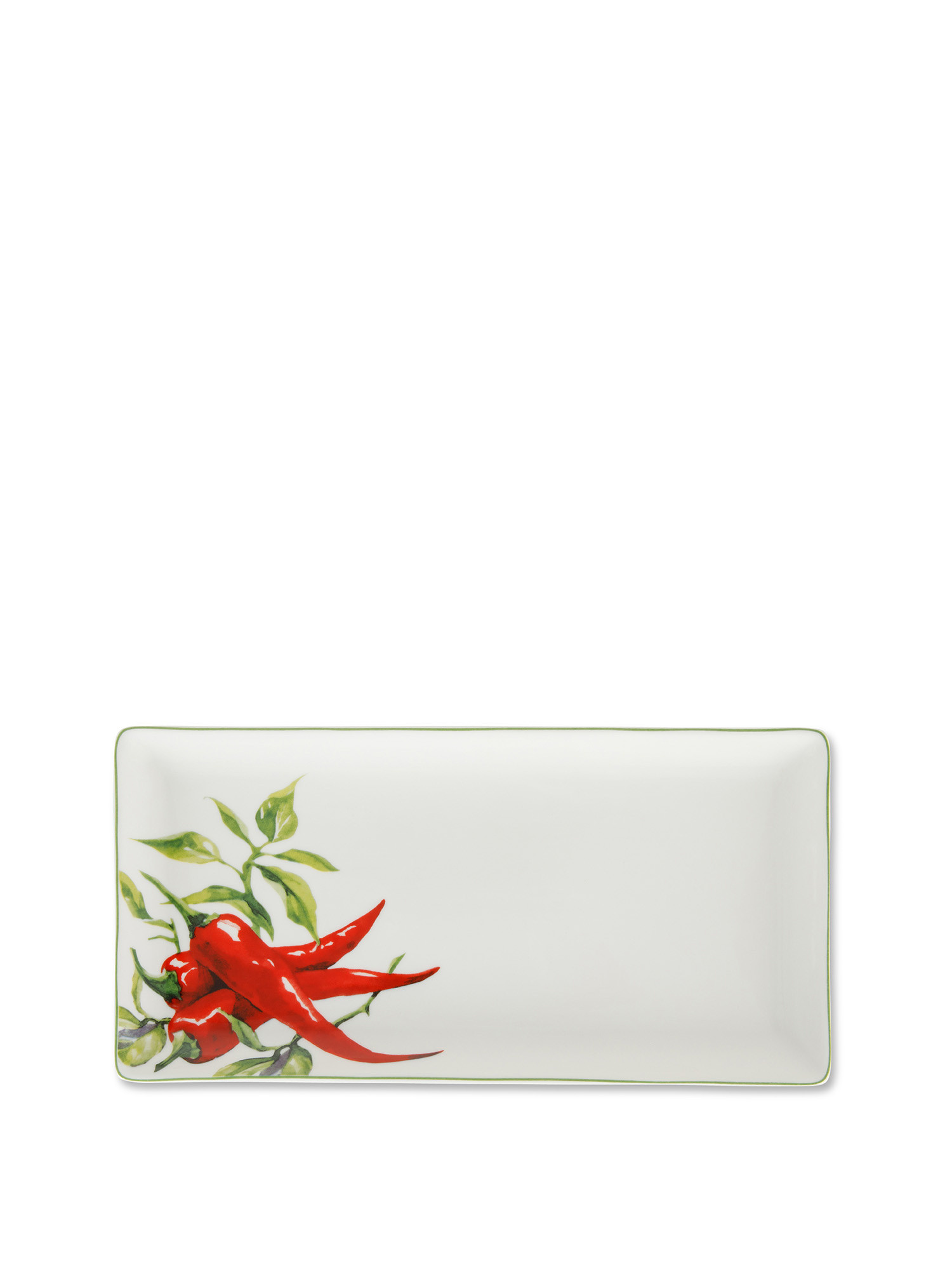 Tray in new bone china with chillies motif, White, large image number 0