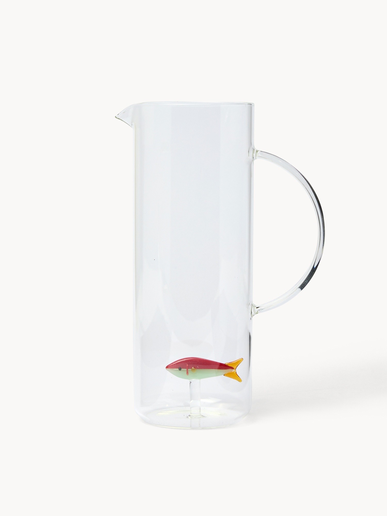 Borosilicate glass carafe with fish detail, Transparent, large image number 0