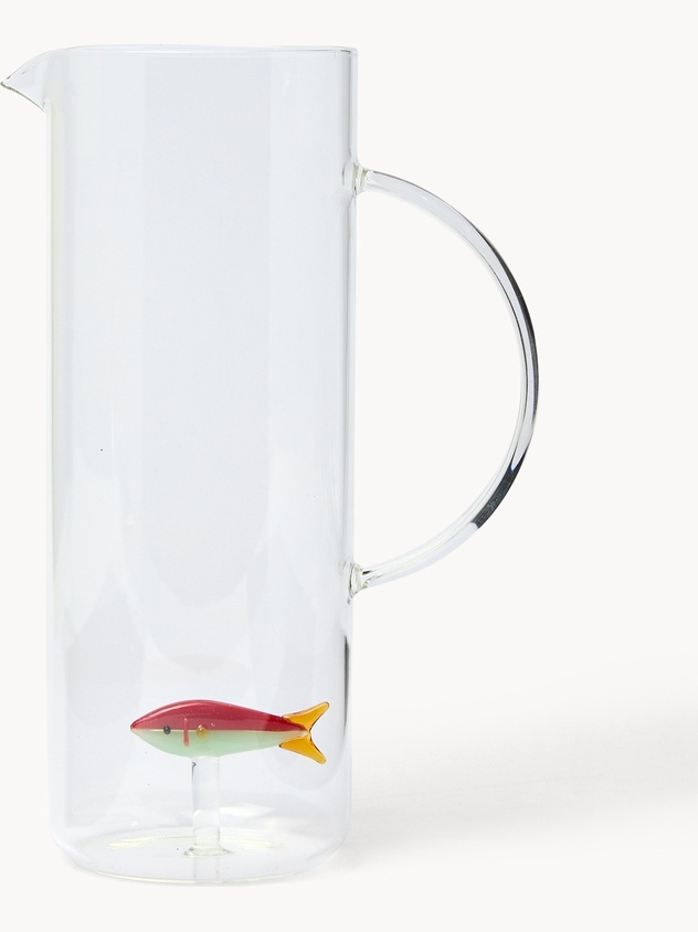 Borosilicate glass carafe with fish detail