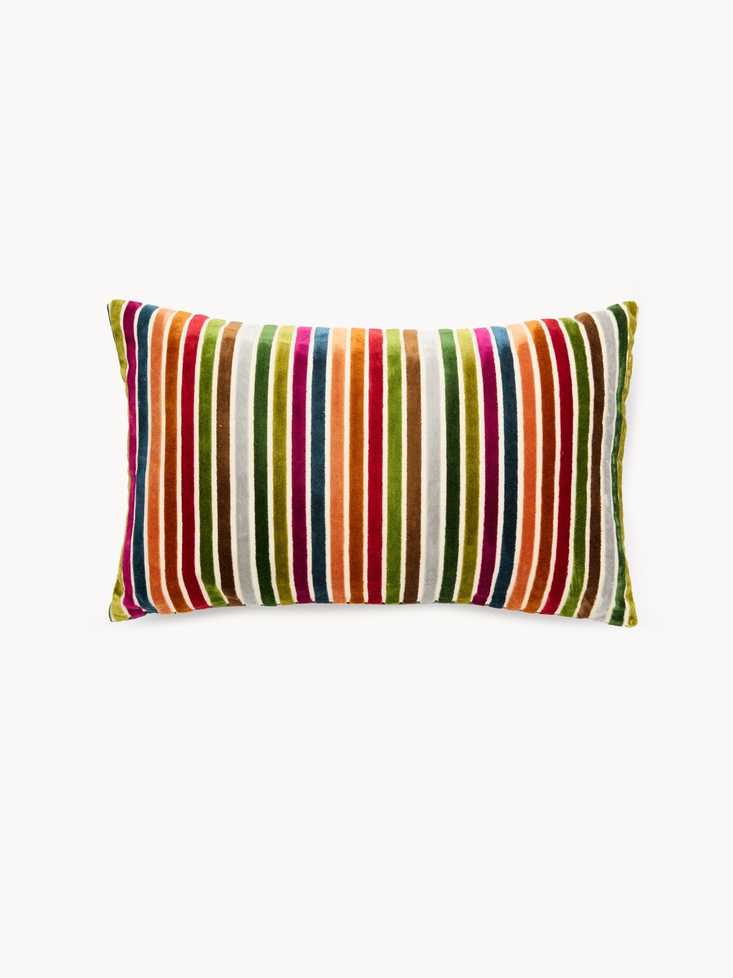 35x55 cm cushion in striped jacquard velvet, Yellow, large image number 5
