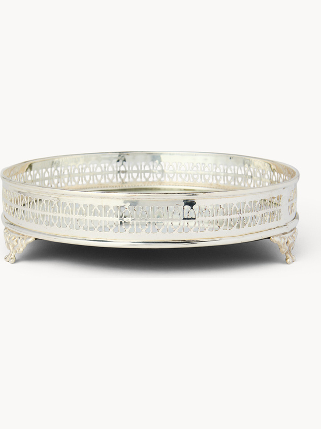 Vassoio tondo in silver plated lavorato
