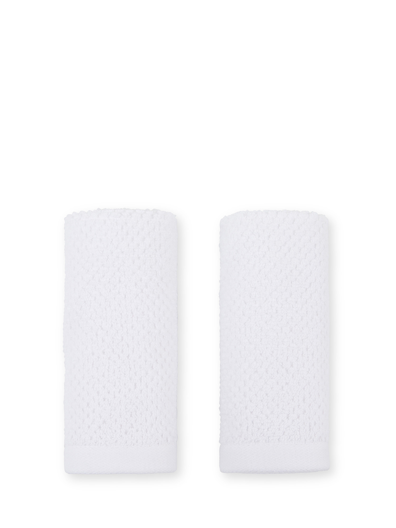 Set of 2 solid color cotton terry cloths, White, large image number 0