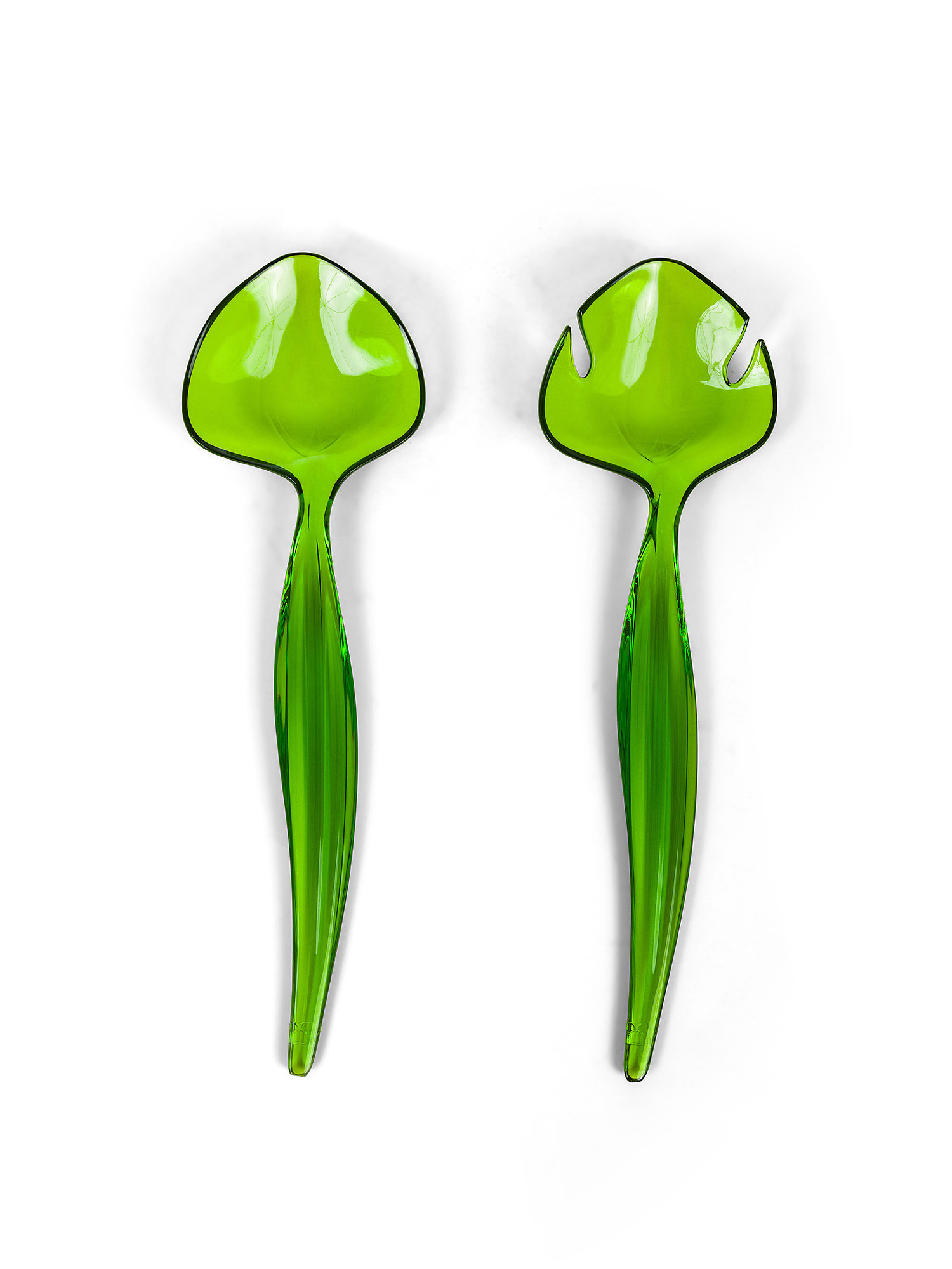 Set posate insalata in plastica verde Leaf, Verde, large image number 0