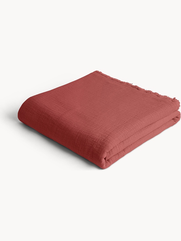 Copriletto in garza di cotone lavato tinta unita