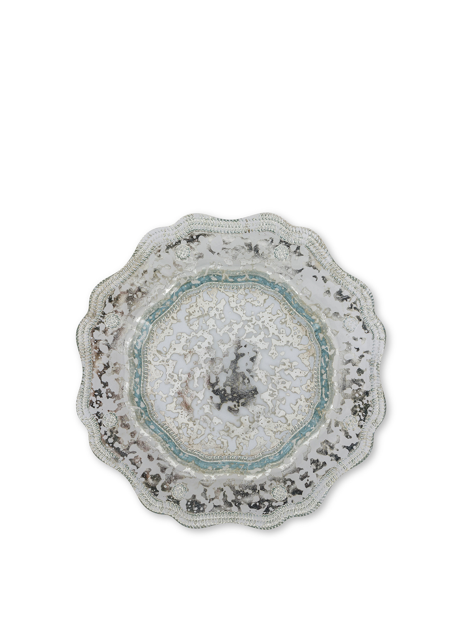 Piatto frutta vetro decorato, Grigio argento, large image number 0