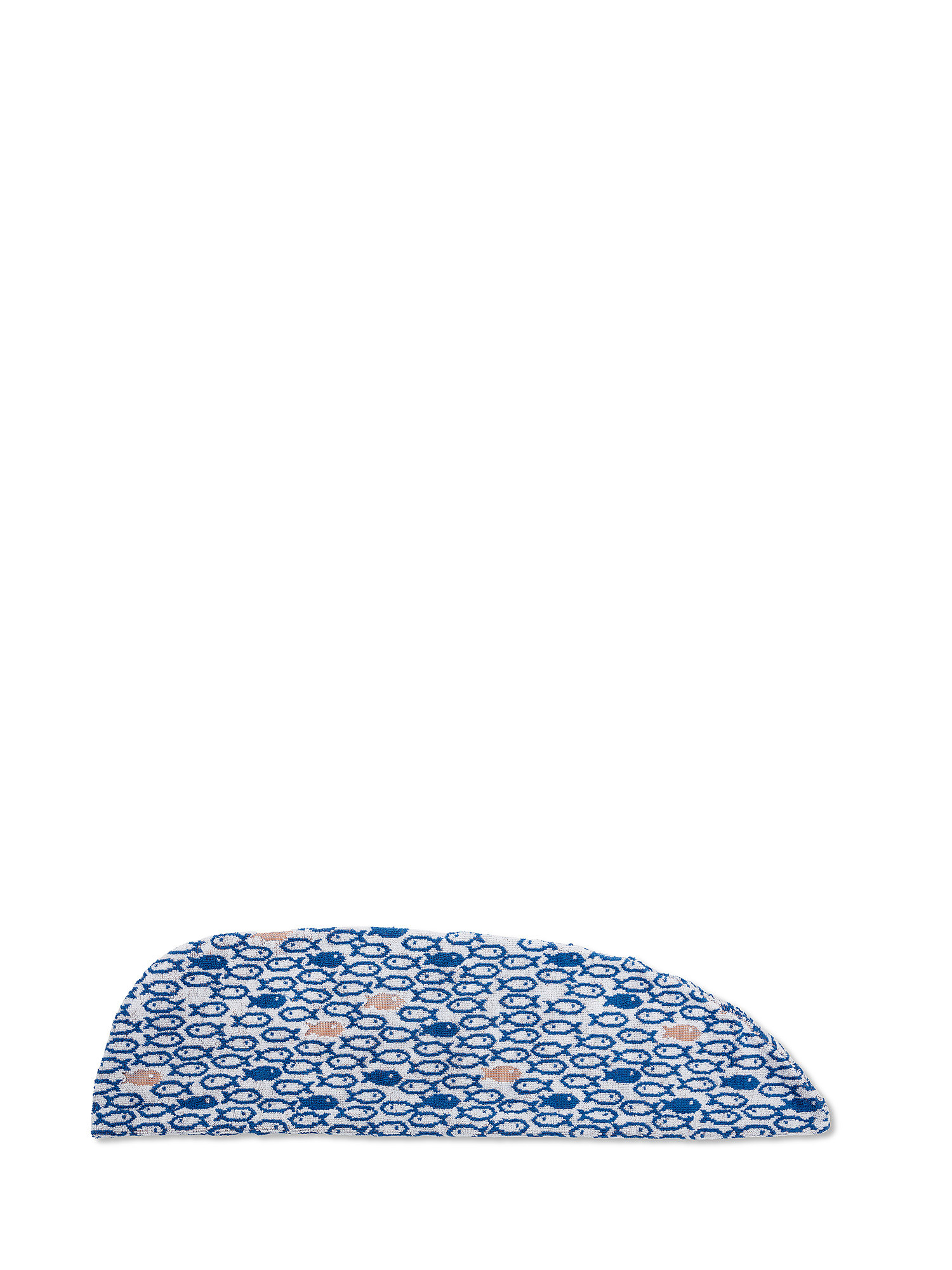Turbante spugna di cotone motivo pesci, Blu, large image number 2