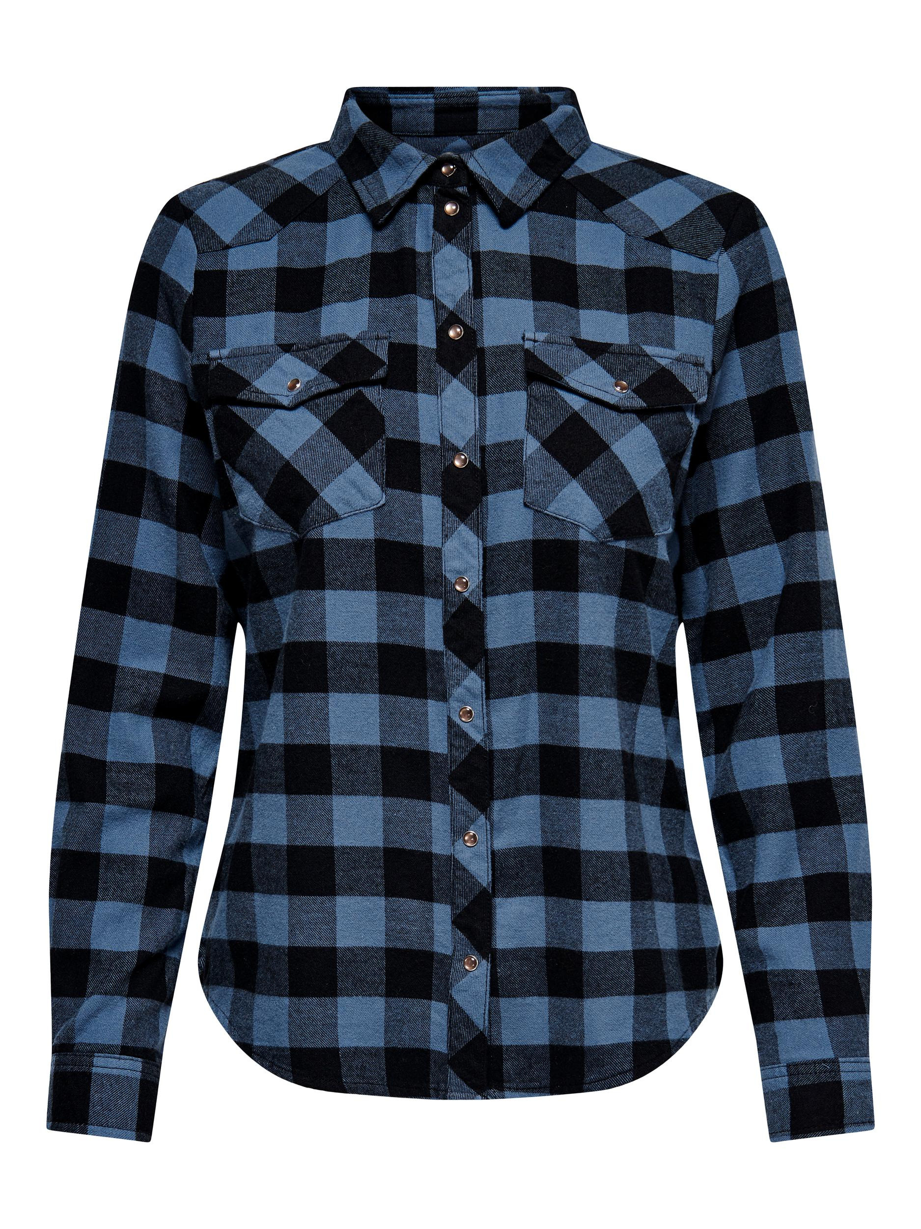 shirt with checked pattern, Blue, large image number 0