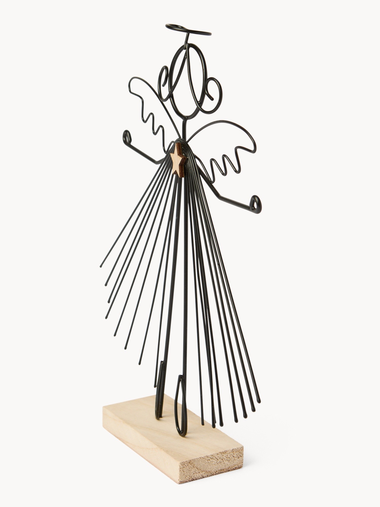 Decoro a forma di angelo in ferro, Nero, large image number 1