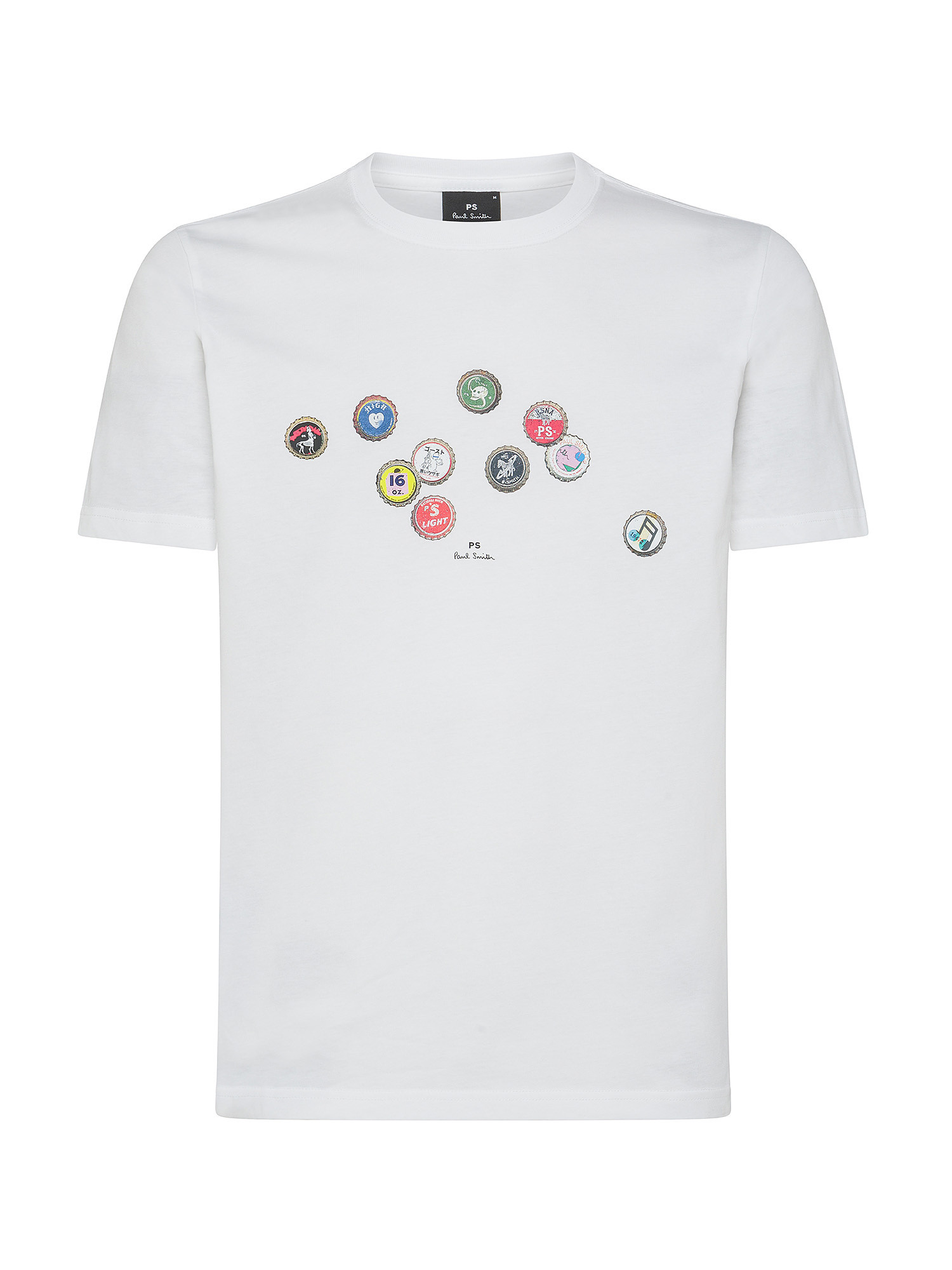 Paul Smith - Cotton T-shirt with bottle cap print, White, large image number 0