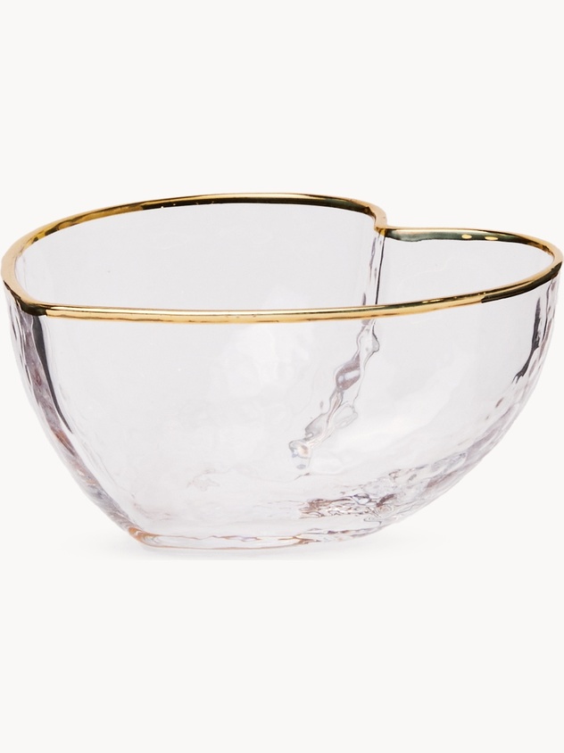 Heart-shaped bowl with gold rim