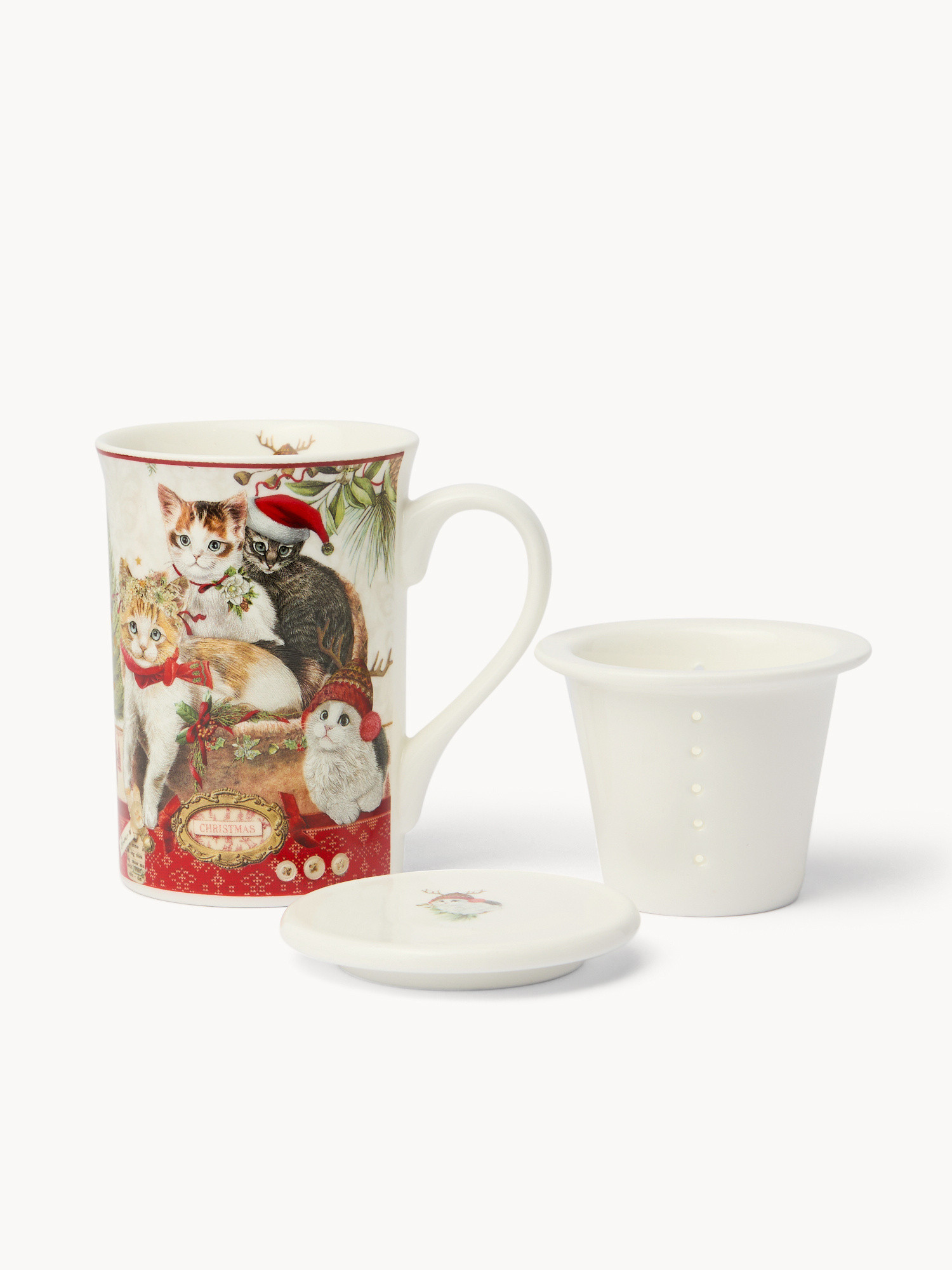 Vintage cat-shaped New Bone China teapot, Red, large image number 0