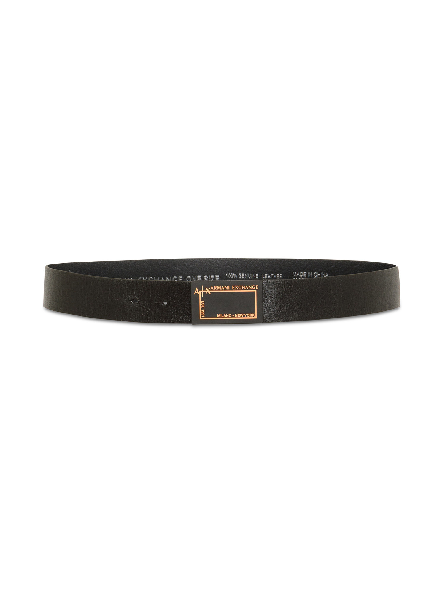 Armani Exchange - Leather belt with logoed buckle, Black, large image number 1