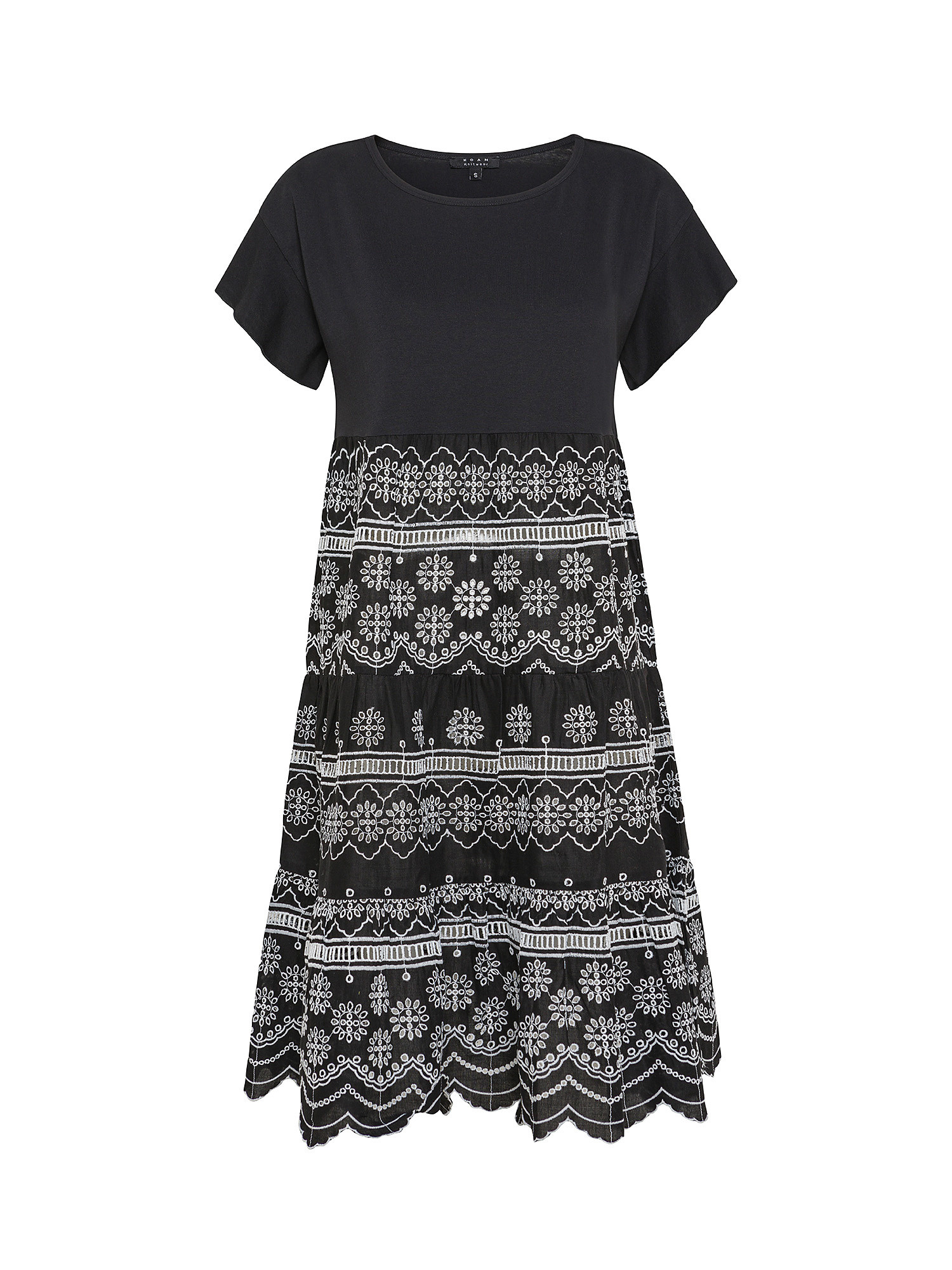 Koan - Cotton dress with flounces, Black, large image number 0