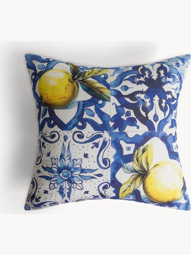 Lemon pattern cushion in technical fabric 45x45cm