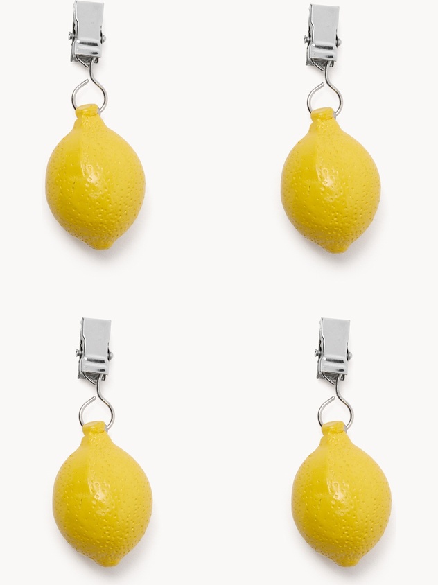 Set of 4 Lemon-Shaped Tablecloth Clips - Introductory Price