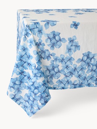 Tovaglia in misto lino con stampa floreale