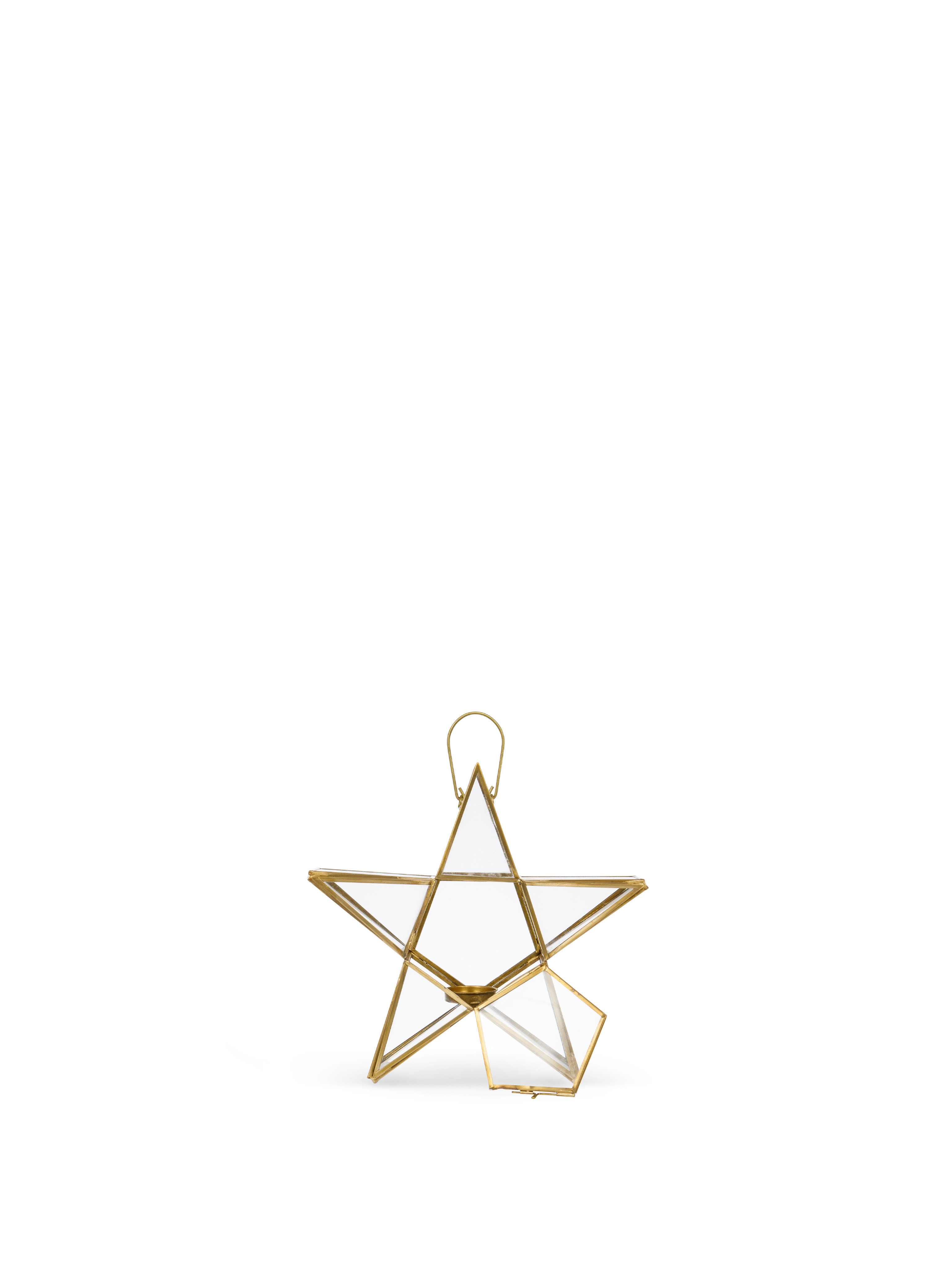 Glass hanging star lantern, Gold, large image number 1