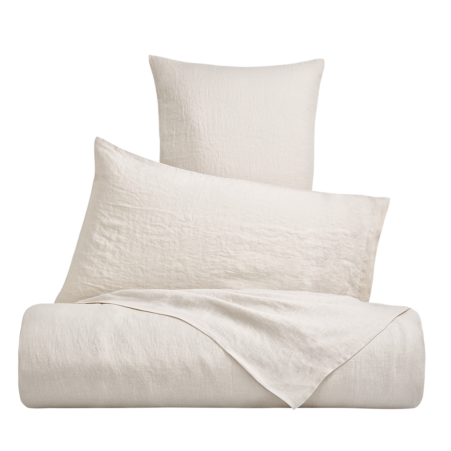 Plain pillowcase in 145 g linen, Beige, large image number 1