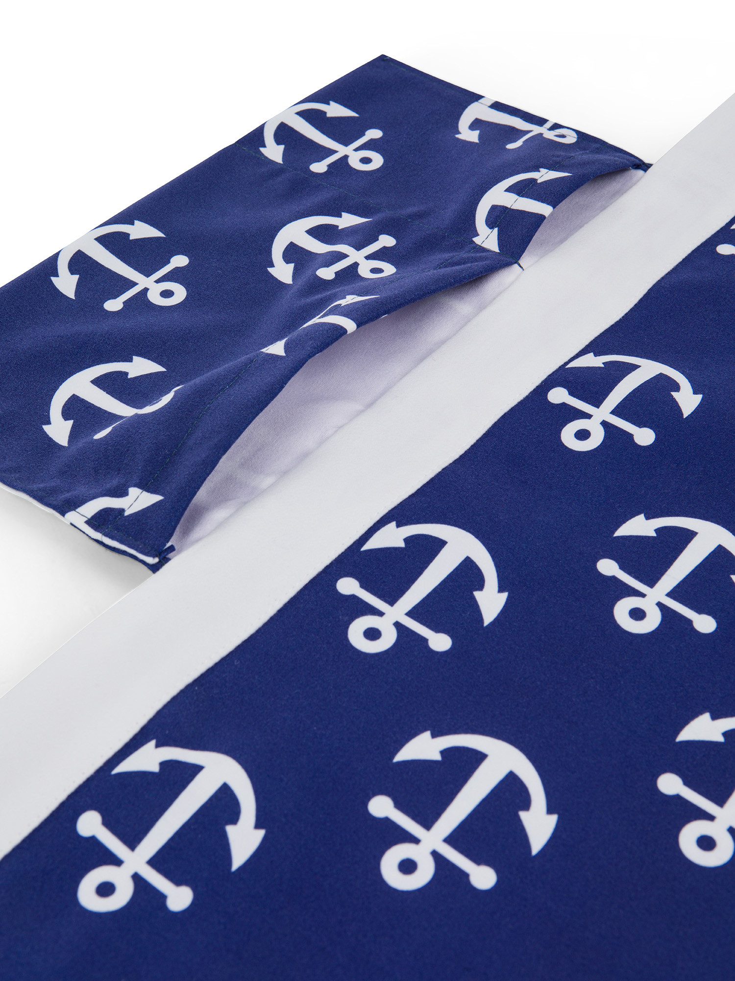 Anchor motif microfiber bed sheet, Blue, large image number 1