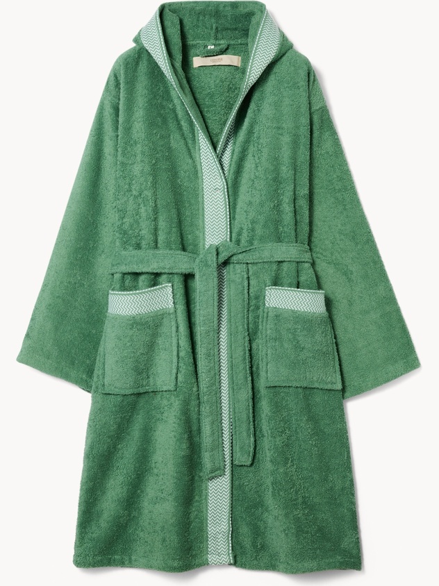 Accappatoio in spugna di puro cotone bordo jacquard