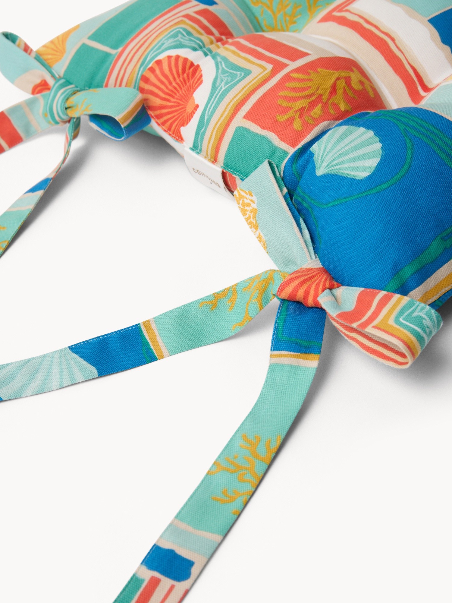 Cotton Panama Chair Cushion with Geometric Print - Introductory Price, Verde/Azzurro, large image number 1