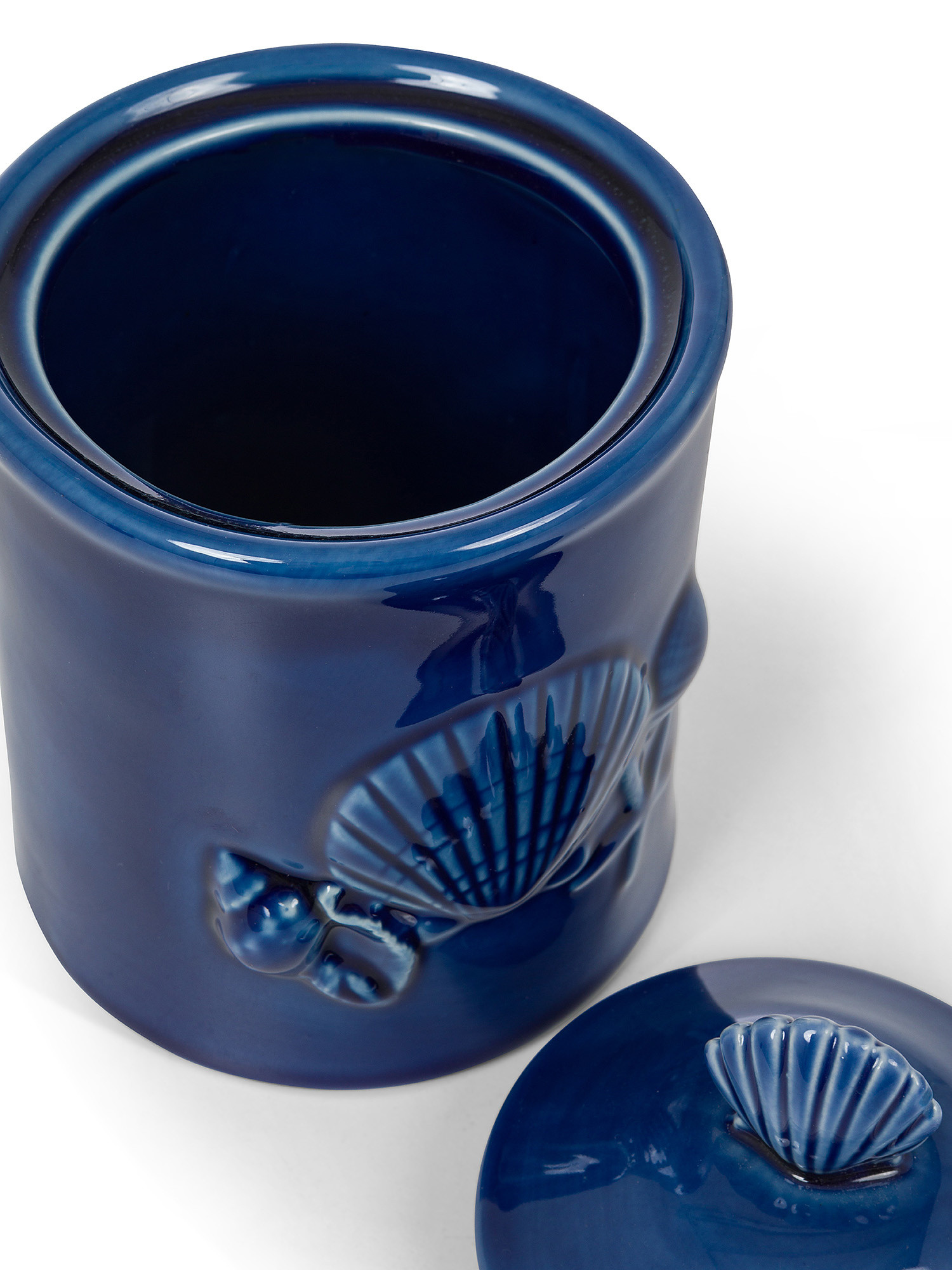 Barattolo porcellana motivo conchiglie, Blu, large image number 1