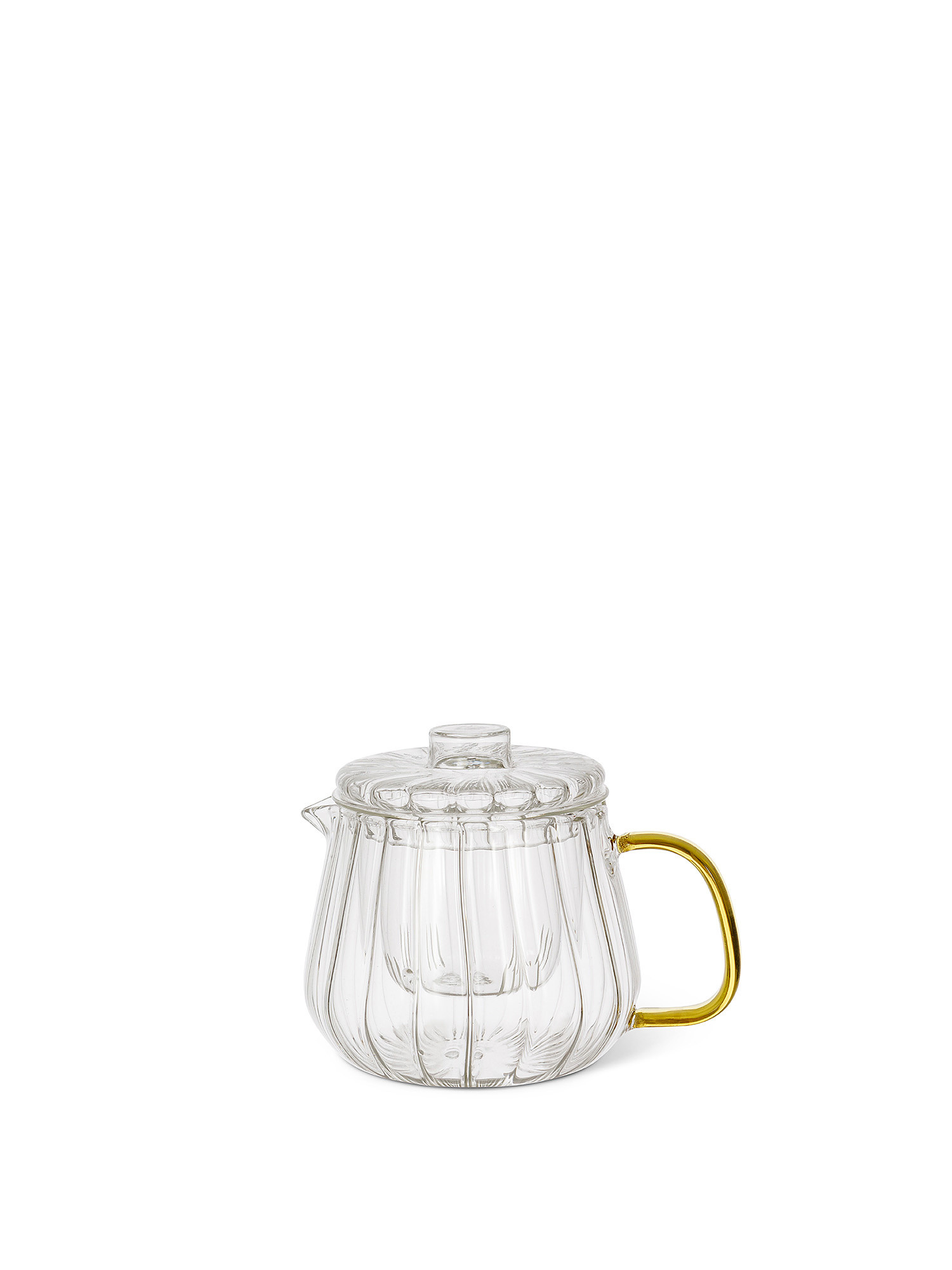 Glass teapot with colored handle, Transparent, large image number 0