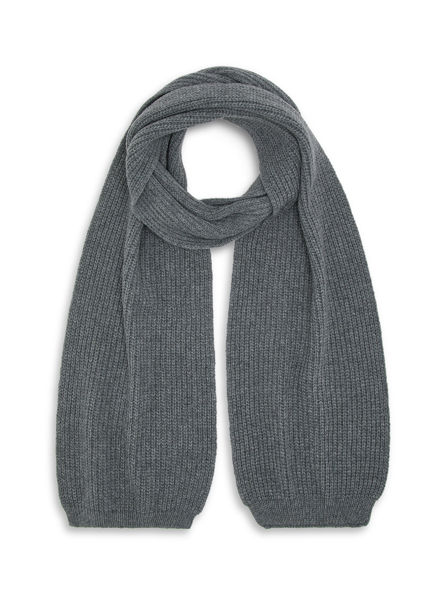 Luca D'Altieri - English rib stitch scarf, Grey, large image number 0