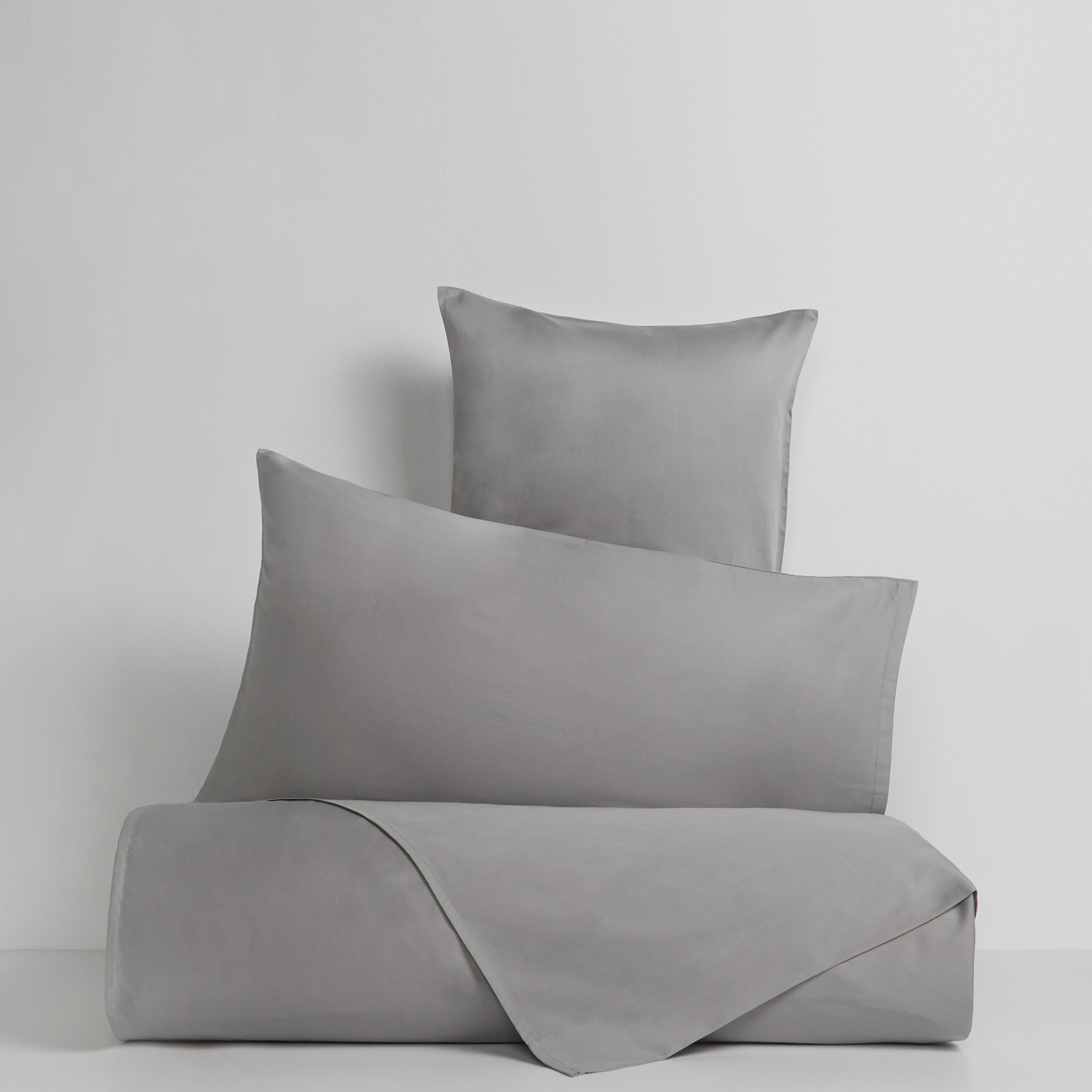 Zefiro duvet cover set in 100% cotton satin, Grey, large image number 0