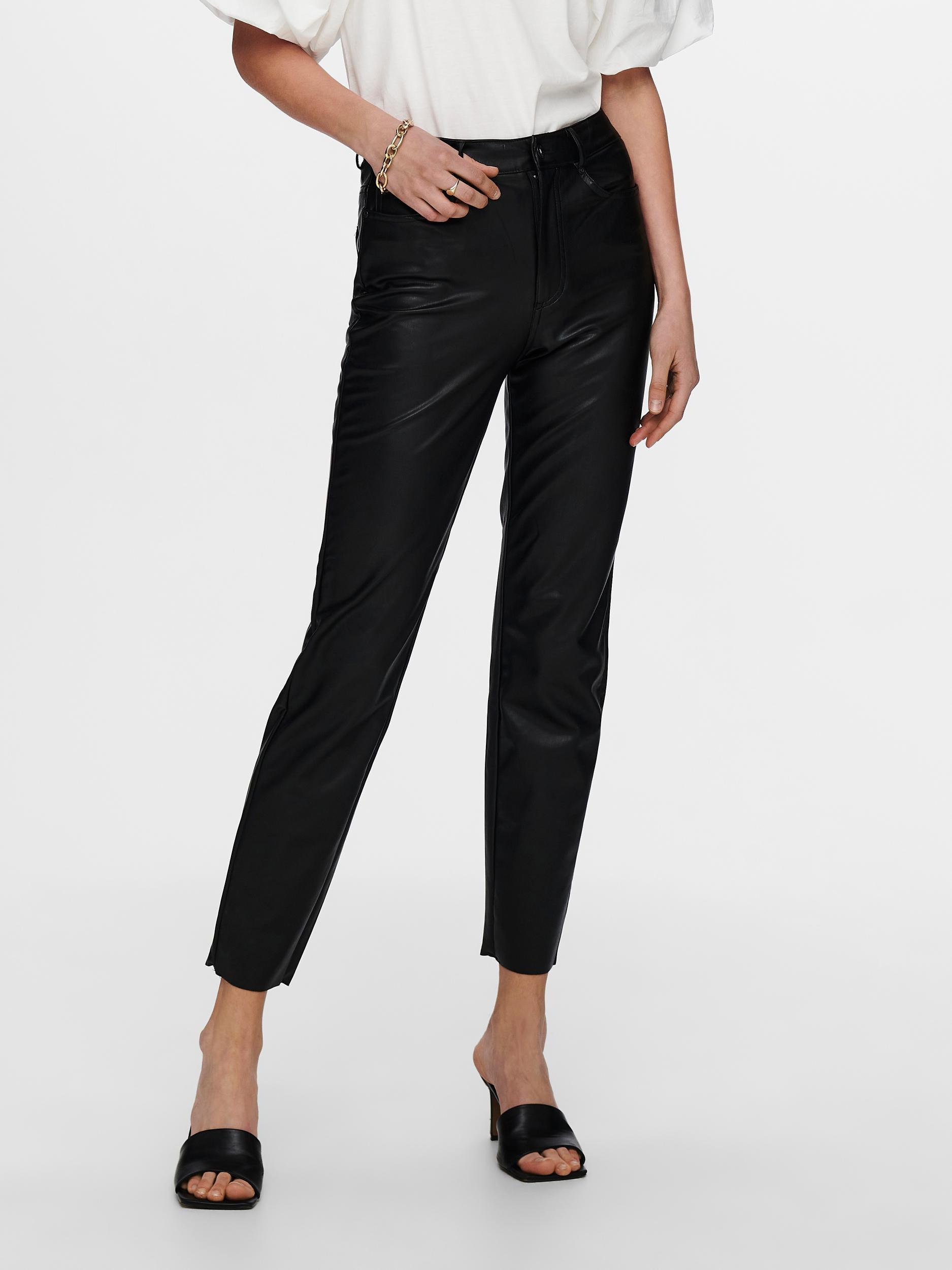 faux leathe trousers, Black, large image number 2