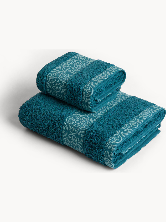 Asciugamano in cotone con fantasia jacquard