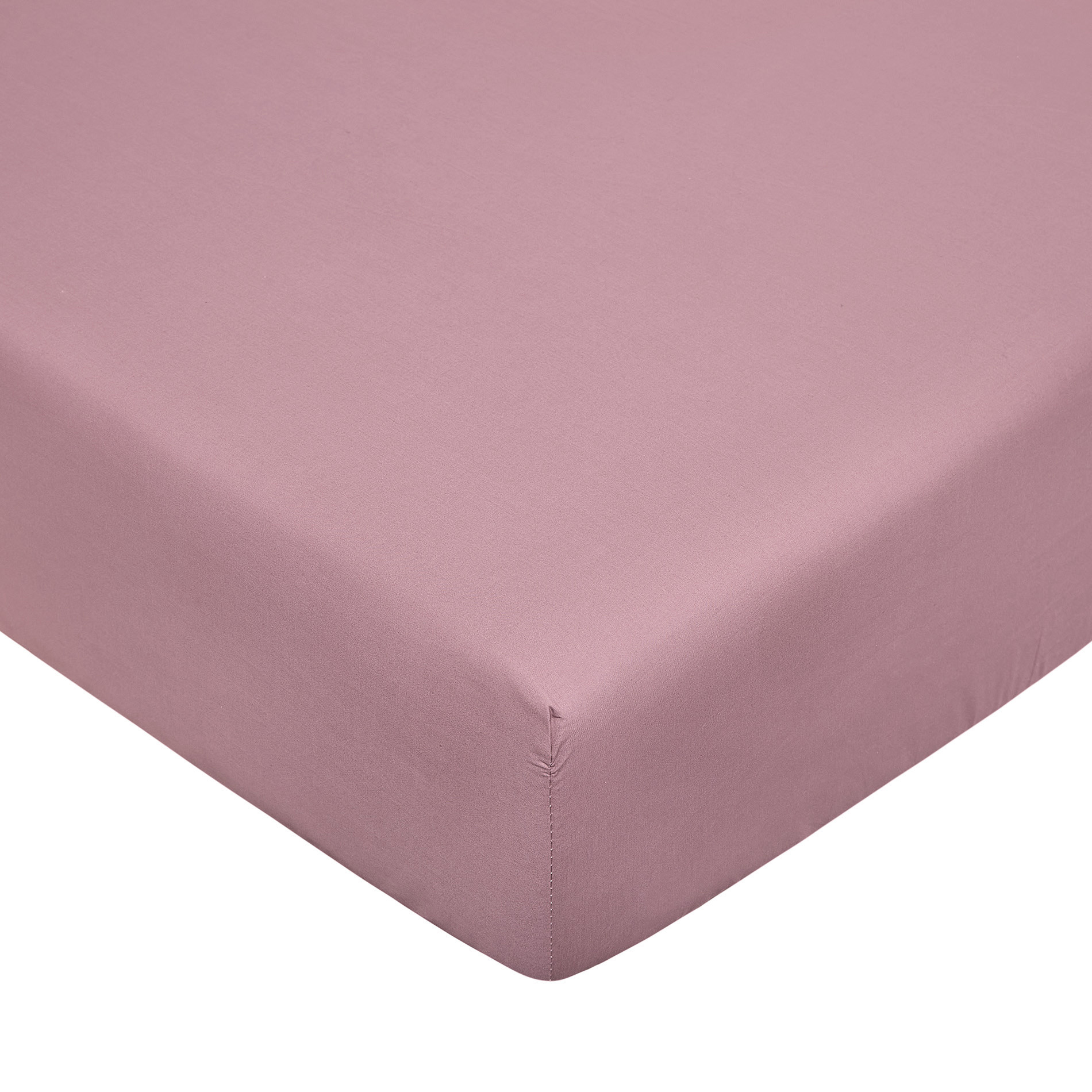 Solid color cotton satin fitted sheet, Dark Pink, large image number 0