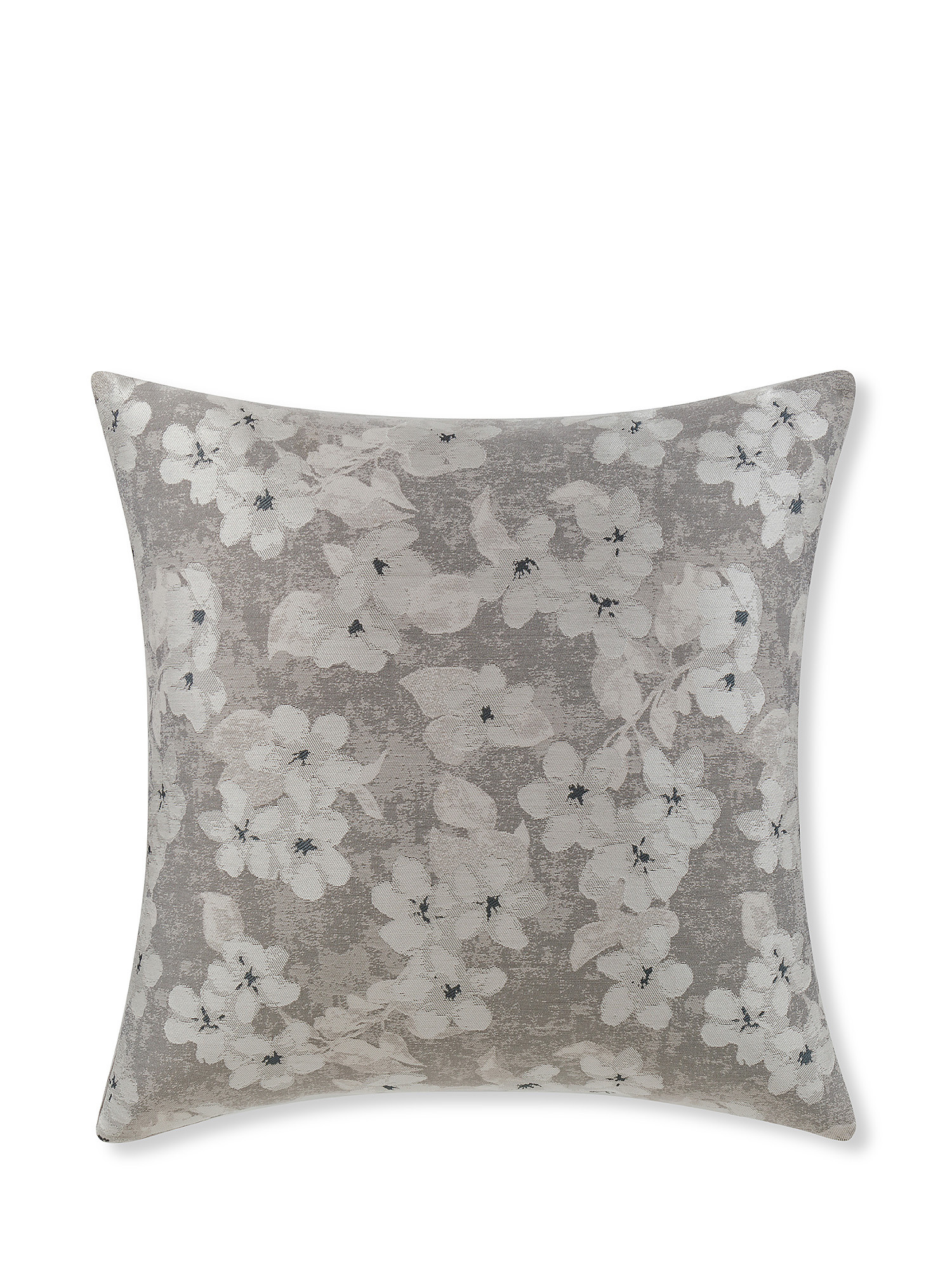 Jacquard cushion with floral motif 45x45cm, Grey, large image number 0