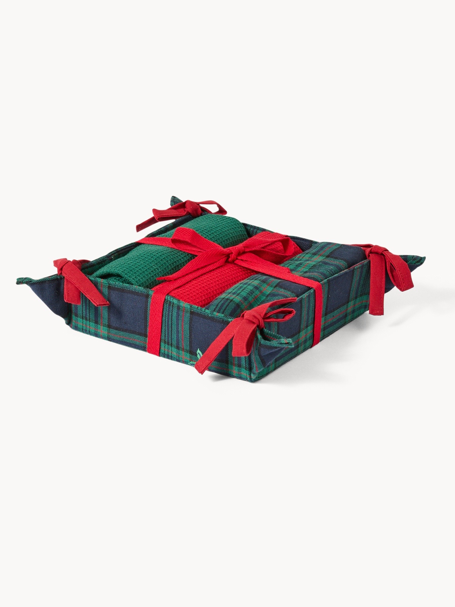 Cestino con set di 3 strofinacci, Blu, large image number 0